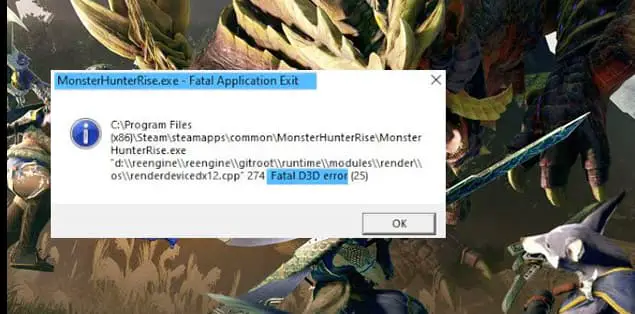 What Is Fatal D3D Error 25 in Monster Hunter Rise?
