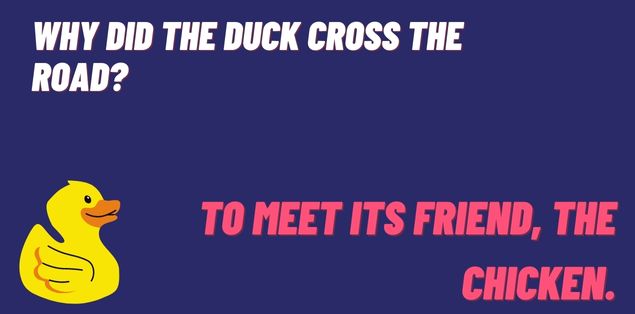 Why did the duck cross the road? To meet its friend, the chicken.