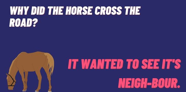 Why did the horse cross the road? It wanted to see it's neigh-bour.