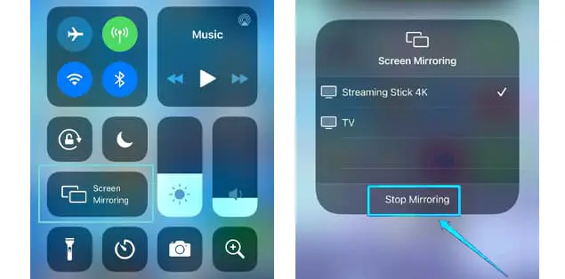 Using the Screen Mirroring feature in Control Center