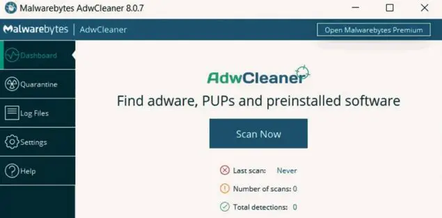 Perform a Search Using AdwCleaner.